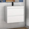 600mm Wall Hung Bathroom Gloss White 2 Drawer Vanity Unit Cabinet with Resin Sink Basin Storage Cabinet Furniture