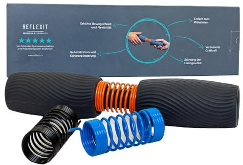 Reflexit Handgelenk- & Unterarmtrainer, anpassbare Trainingsintensität mit 3 Federn | Verbesserte Beweglichkeit, Griffkraft stärken, Stressabbau, Förderung der Regeneration | Einsteiger & Profis