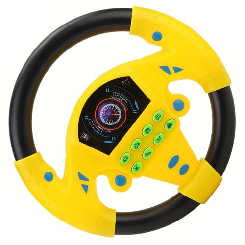 Kinderlenkrad, Elektrisches Lenkrad mit Lichtern und Musik, Simulationslenkrad Kinder, Autositz, Spielzeug, Früherziehungsspielzeug, Lenkrad, Autofahren (Gelb)