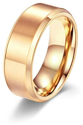 Lieson Anneau Acier Inoxydable Homme, Anneau Homme Brossé Mat Simple 8MM Alliance Bague de Mariage/Fiançailles/d'Amitié Or Rose Taille 60
