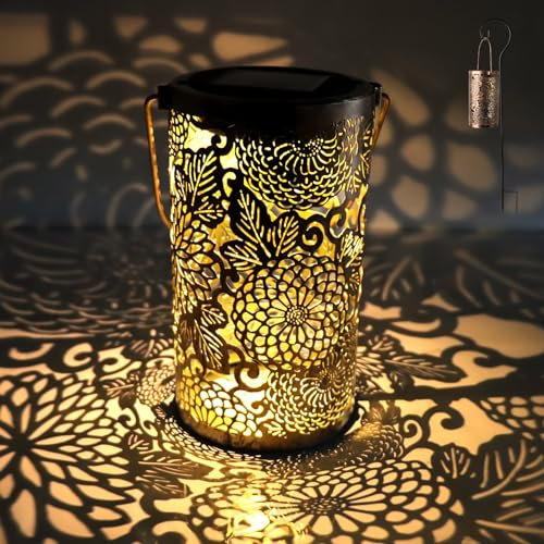 Suewidfay Solar Lanterns for The Garden, Outdoor Vintage Hanging Butterfly Solar Garden Lights Waterproof Metal Outdoor Garden Solar Lantern Ornament Decoration Gift for Women with Hook Bracket