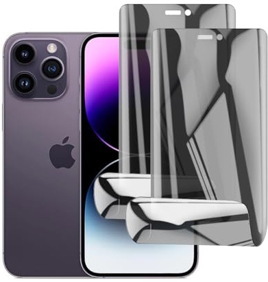 Glcrrpu Hydrogel Privacy Displayschutzfolie für iPhone 14 Pro Max (6.7 inch),2 Stück [Anti-Spy] Sichtschutz Schutzfolie Weich Flexible TPU,Kratzen,Einfacher Montage