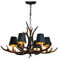 HEYUN Geweih Kronleuchter Vintage Industriestil Hängelampe Pergament Lampenschirm Harzsockel Pendelleuchte Höhenverstellbare Pendellampe Wohnzimmer Café Bar Esszimmer Deckenleuchte (Color : 6 Black)