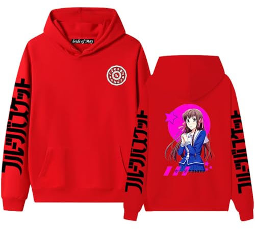 Ubeisy 3D Printed Anime Hoodie Fruit Basket Anime Cosplay Pullovers Merch Hoodie Hip Hop Sweatshirt,Red-B/XXL