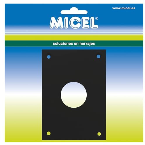 MICEL - 92664 - Placa Bocallave Redonda para Cerradura, Cubierta Protectora para Puertas, acabado Negro, Espesor de 1 mm, 70 x 100 mm