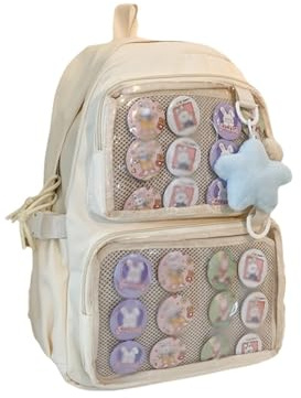 Kawaii-Rucksack, Pin-Display-Rucksack mit Einsätzen for Pins, süßer Rucksack for Mädchen, Frauen und Männer, Rucksack mit Einsätzen for die Schule, Tagesrucksack, Itabag, Wandertagesrucksack, Tasche f