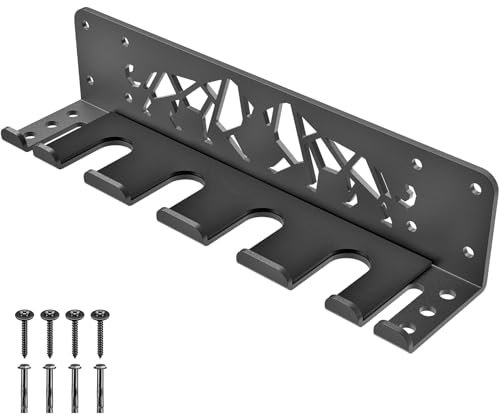 Kipika Vielseitiger Langhantelhalter zur Wandmontage mit 7 Haken, Aufbewahrungsregal für 4 Langhantelstangen, hält unter 33 mm Stangengröße und Fitness-Zubehör, Platzsparende Fitness-Organisation