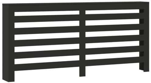 vidaXL Cache-radiateur noir 175x20x82 cm bois d'ingénierie, bouchon de radiateur, cache-radiateur haut, radiateur à profil réduit