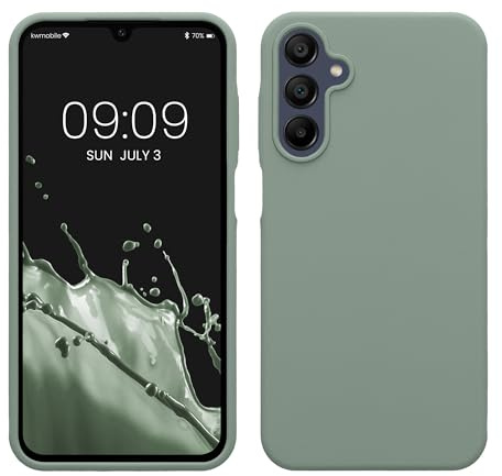 kwmobile Case Compatible with Samsung Galaxy A15 5G Case - TPU Silicone Phone Cover with Soft Finish - Rainwashed Green
