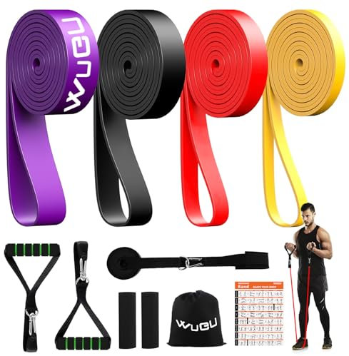 Fitnessbänder,Widerstandsbänder Set mit 4 Widerstandsstufen, Resistance Bands mit Türanker, Griffen, Schutzhülle, Tragetasche und Trainingsanleitung, Fitnessband für Fitness/Yoga/Krafttraining