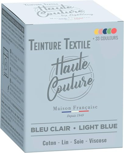 HAUTE COUTURE - Tinte para Ropa y Textil Azul - 350g - Azul Claro - Tinte Textil Todo en uno - Listo Para Teñir Ropa y Tejidos