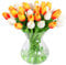 JUSTOYOU 40 Künstliche Tulpen Blumen,Fake Real Touch Latex Tulpe, Faux Blume Tulpe Hochzeit Sträuße für Hochzeit Home Garten Dekoration(weiß+orange)