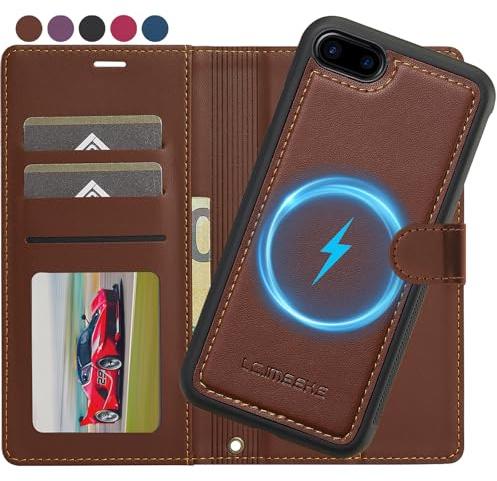 Ailicici für iPhone SE 3/2 (2022/2020), iPhone 8/7 Hülle, [Abnehmbar] 2-IN-1 Abnehmbare Magnetische Hülle, Kabelloses Laden, Kartenfach Leder Case, Handyhülle RFID Klapphülle Schutzhülle 4,7 Zoll