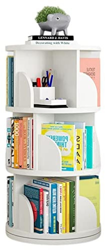 360 Grad drehbares Kinder-Bücherregal und Spielzeug-Organizer für Kinderzimmer, weiß, 40 x 98 cm