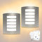 Unikcst 2er Set Außenlampe E27 Wandlampe IP44 Aussenlampe Wand Gebürstet Edelstahl ABS für Hauswand Balkon Badezimmer Wandleuchte Innen inkl.2 x 12W Warmweiß LED Leuchtmittel