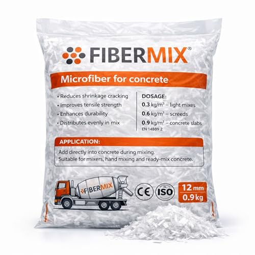 Beton Mikrofaser 12 mm gegen Risse, Faser für Estrich & Reparatur, 9 kg | Hochleistungspolymer als Betonzusatzmittel, ideal für Fließestrich & Bodenplatte, erhöht Festigkeit, leicht einzumischen