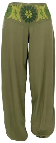 GURU SHOP Bestickte Boho Pluderhose, Muckhose, Haremshose, Viskose, schwarz | 100 % Viskose, lockere Passform, elastischer Bund, vielseitig kombinierbar, bequem und stylisch
