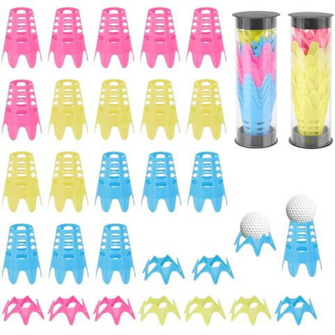 mizikuu 27 Stück Golf Tees Kunststoff, Golf Simulator Tees 18 Hoch und 9 Kurz Golfmatte Wiederverwendbar Golftees Trainings Bunt Golf Matten Tees Tragbare Drinnen Draußen für Winterrasen Driving Range