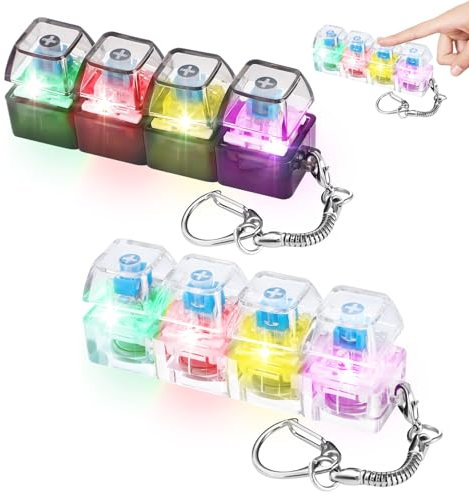 2 Pcs Keyboard Fidget Toy,Fidget Keyring,Keyboard Fidget Keychain with Lamp,Funny Stress Relief Toys for Adults Kids,Keyboard Fidget Clicker Decompression Gift for Boys Girls