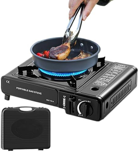 Estufa portátil de portatil, estufa de cocina de senderismo de 2900 W, estufa de campamento ajustable y compacta y fácil de usar para caminar, playa