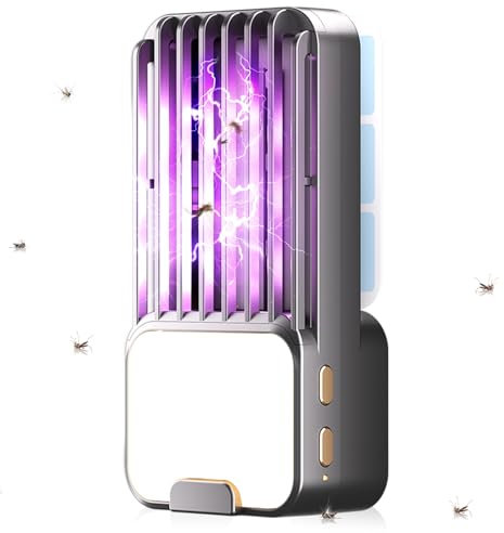 Zanzariera elettrica con luce a LED, per interni ed esterni, per zanzare, 100 m² (nero, 1 pezzo)