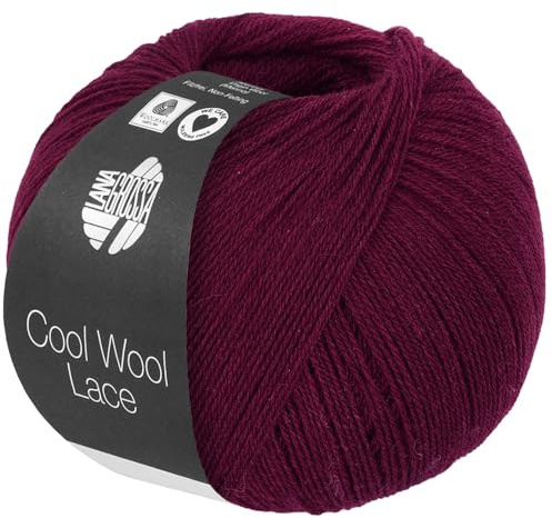 LANA GROSSA Cool Wool Lace | Extrafeine Merinowolle waschmaschinenfest und filzfrei | Handstrickgarn aus 100% Schurwolle (Merino) | 50g Wolle zum Stricken & Häkeln | 400m Garn FB 60