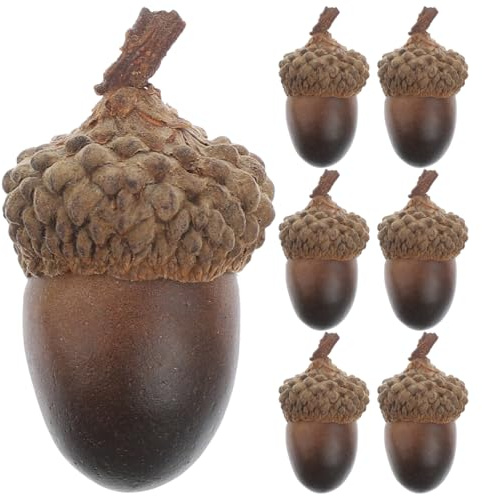 Amosfun KüNstliche Eicheln Set 60 StüCk Lebensechte Deko NüSse Herbstdeko FüR KüChe Tischdekoration Weihnachtsfeier Und Festliche AnläSse
