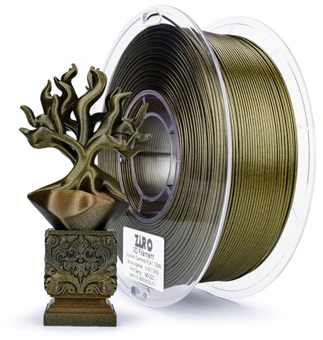 ZIRO Glitter Multicolor PLA Filament 1.75mm, Rainbow 3D Printer Filament | Slow Color Changing Glitter PLA 1kg, Dimensional Accuracy +/-0.03mm, Fit Most FDM 3D Printer, Brass Sparkle