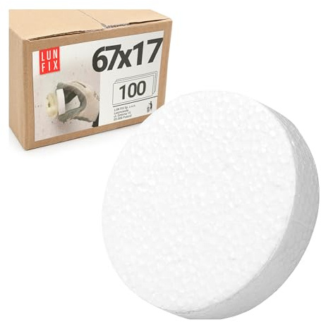 Lot de 100 capuchons en polystyrène expansé, Ø 67 x 17 mm, blanc