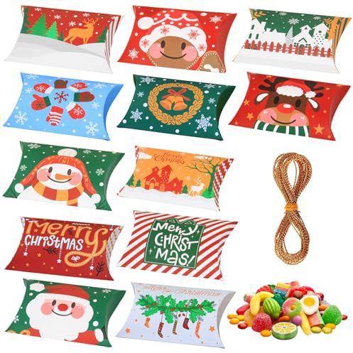 Geldgeschenk Weihnachten 24 Stück Geschenkschachtel mit Goldfaden Pralinenschachteln zum BefüLlen für Bonbon Keksschachteln Pralinenschachteln Geldgeschenkboxen und Weihnachtsdekorationen
