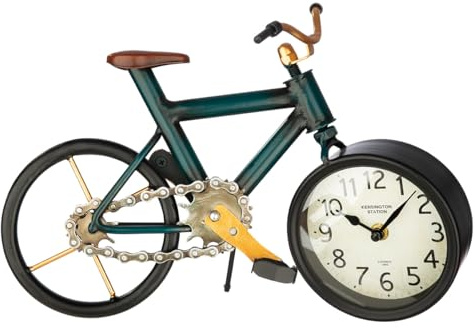 GILDE Stand-/Tischuhr aus Metall - Fahrradform - antikfinish - dunkelblau - Höhe 24cm x Breite 34cm - Dekouhr