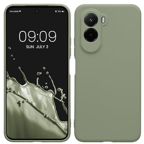 kwmobile Case for Xiaomi Poco M7 4G Case - Protective Slim TPU Phone Cover - Soft Matte Finish - Gray Green
