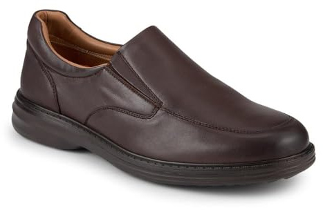 Wide Fit Smart Leather Slip-On Shoes - Brown Size 9