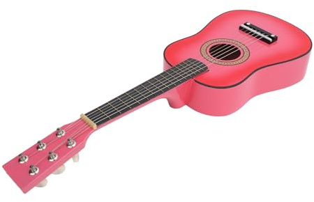 Hamwesh Kindergitarre, 22,8 Zoll Tragbare Rote , 6 Saiten, Verstellbare Ukulele für , Kleine Gitarre mit Ergonomischem Design für Im Alter von 3–5 Jahren