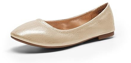 DREAM PAIRS Women's Slip On Round Toe Ballerina Ballet Flats Pumps Shoes Sole Happy Gold Size 9 US/ 7 UK