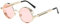BOZEVON Punk Runde Sonnenbrille - Klassische Metall Radfahren Retro Sonnenbrille für Damen & Herren Gold-Transparent Pink