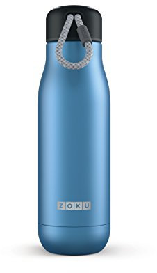 Zoku 350 ml Botella de Agua, Acero Inoxidable, Azul, 6,7 x 6,7 x 21 cm