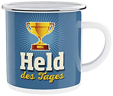 LA VIDA Emaille-Becher 'Held des Tages'
