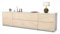 Stil.Zeit TV Schrank Lowboard Assunta, Korpus Weiss matt, Front Holz-Design Zeder (180x49x35cm), mit Push-to-Open Technik & Leichtlaufschienen