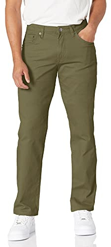 Amazon Essentials Men's Straight-Fit 5-Pocket Stretch Twill Trousers, Olive, 33W / 34L