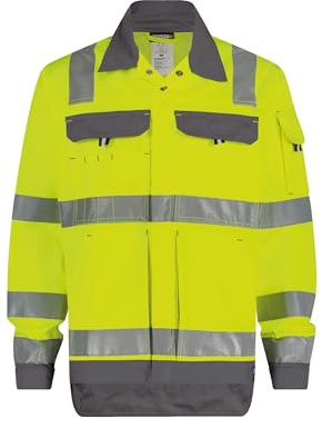 DASSY® Dusseldorf High visibility work jacket - size 2XL - FLUO YELLOW/CEMENT GREY