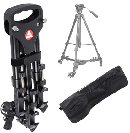 VX-600 Foldable Tripod Dolly with 3 Locking Track Wheels Pulley,Adjustable Leg Mount and Storage Bag,Compatible with Most Tripods, Light Stand for Cameras Camcorder Photography