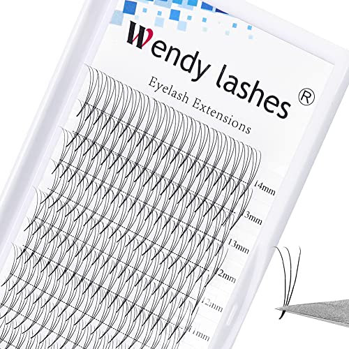 Pre Made Russian Lashes 3D Premade Fans Eyelash Extension C Curl 0.07mm Mixed Length 8-14mm Pre Fanned Russian Volume Lashes Middle Tap Volume Lash Extensions(3d-0.07-c-mix8-14)