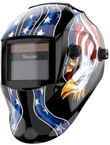 TOOLIOM Schweißhelm Automatischer Abdunkelung, Solarbetrieben, Verstellbarem Schirm Schweisserhelm Großes Sichtfeld für Mig Tig Arc mit Blauem Adler-Design
