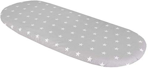 Medi Partners Baby Spannbettlaken Kinderwagen Laken 86x40 Bettlaken Stubenwagen - 100% Baumwolle Fitted Sheet für Beistellbett Babybett Bezug (weiße Sterne mit grauem)