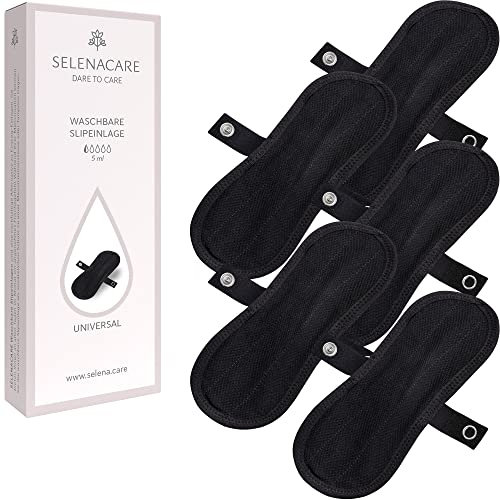 Selenacare waschbare Slipeinlage schwarz, 5er Pack - wiederverwendbare Slipeinlage mit SELENAtec Technologie für Damen, nachhaltig, antibakteriell & geruchshemmend, 5ml Flüssigkeitsaufnahme
