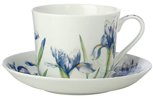 Maxwell & Williams Floriade JY0037 Tasse Iris avec soucoupe en porcelaine de Chine Multicolore