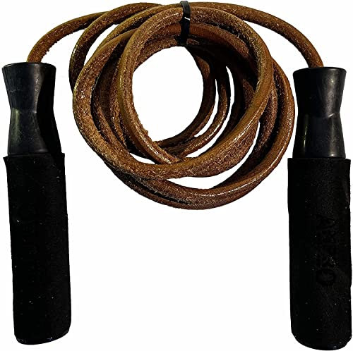 Ampro Foam Handle Leather Skipping Rope - Padded Handle/Jump Rope/Fitness/Skip/Fitness (10ft)