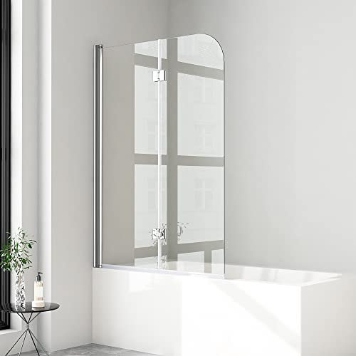 Duschwand für badewanne 120x140cm 2-teilig Faltwand für Badewanne, 6mm Nano Glas Duschwand Badewannenaufsatz Duschtrennwand Duschabtrennung