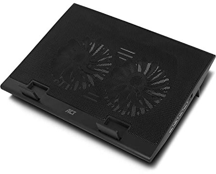 ACT Supporto di raffreddamento per laptop da 17, regolabile in altezza (2 posizioni ergonomiche), 2 ventole silenziose per l'ufficio, hub USB a 4 porte - AC8105